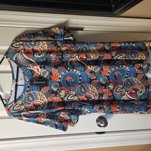 Paisley Print Short Sleeve Women's Top